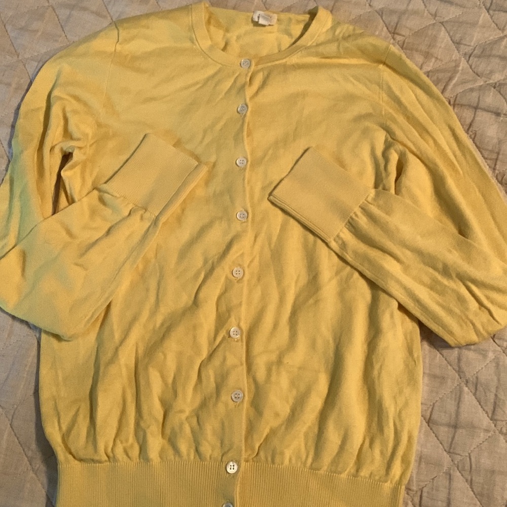 COPY - J. Crew yellow cardigan with pearlized buttons, never worn, XS